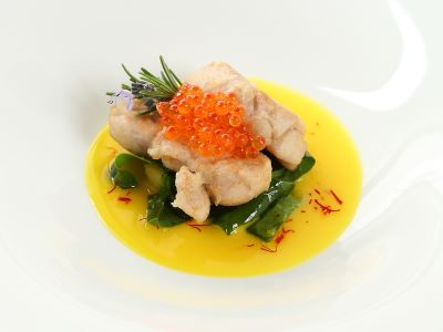 Animelle, spinaci e zafferano