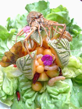 Aragostina del mediterraneo, zuppa di melone e finocchietto
