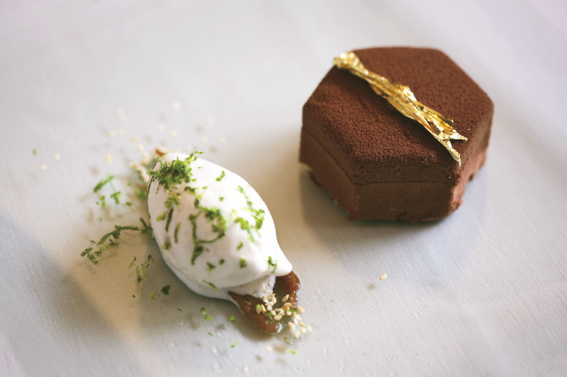 Cioccolato, anice stellato e lime con gelato al fior di latte