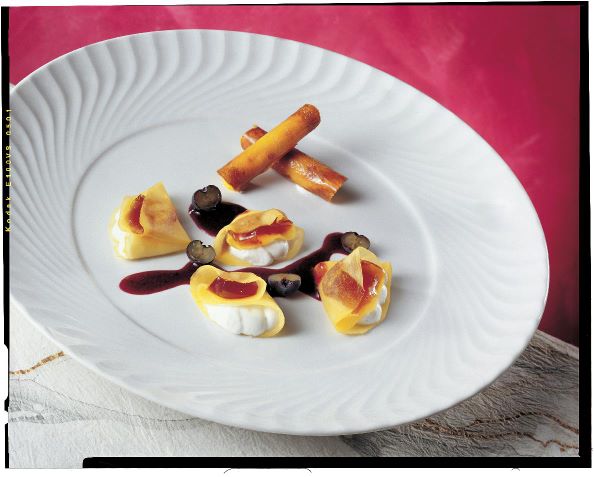 Crêpes di mango con formaggio fresco e miele