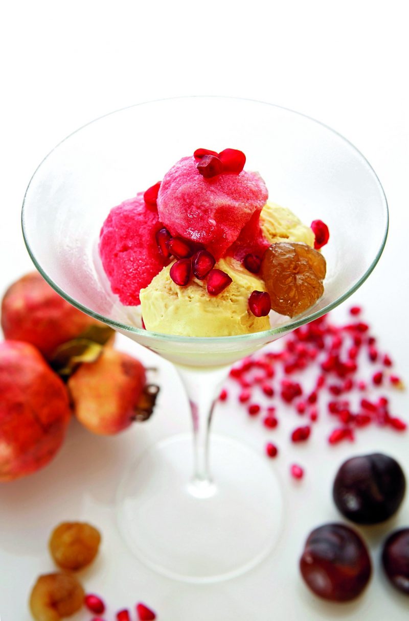 Delicatezza d’autunno con castagne e melograno