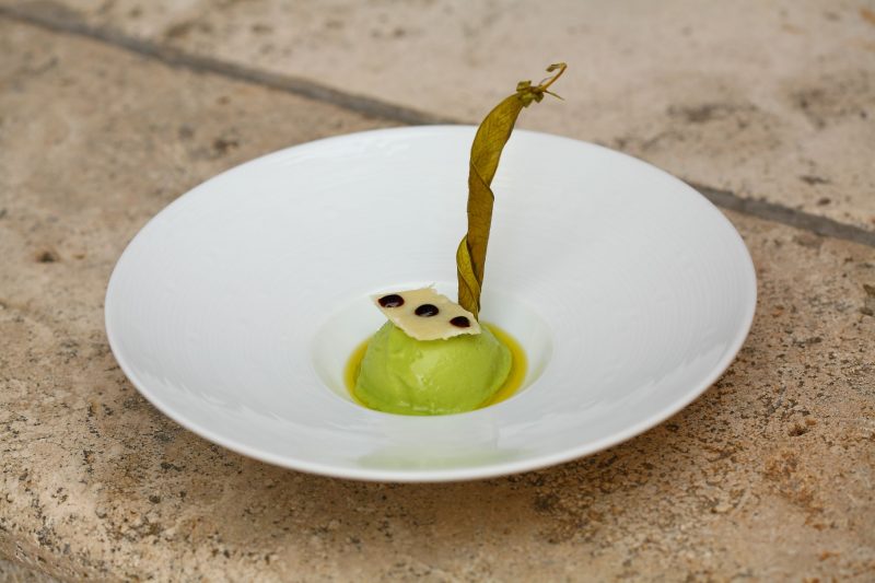 Gelato di piselli con parmigiano