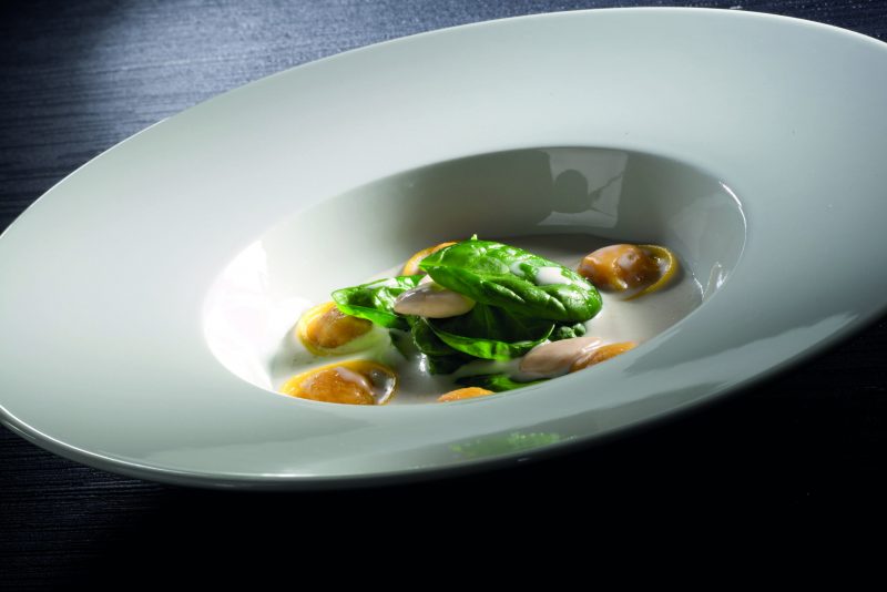 Ravioli di zucca, brodo di manzo all’olio extravergine di oliva