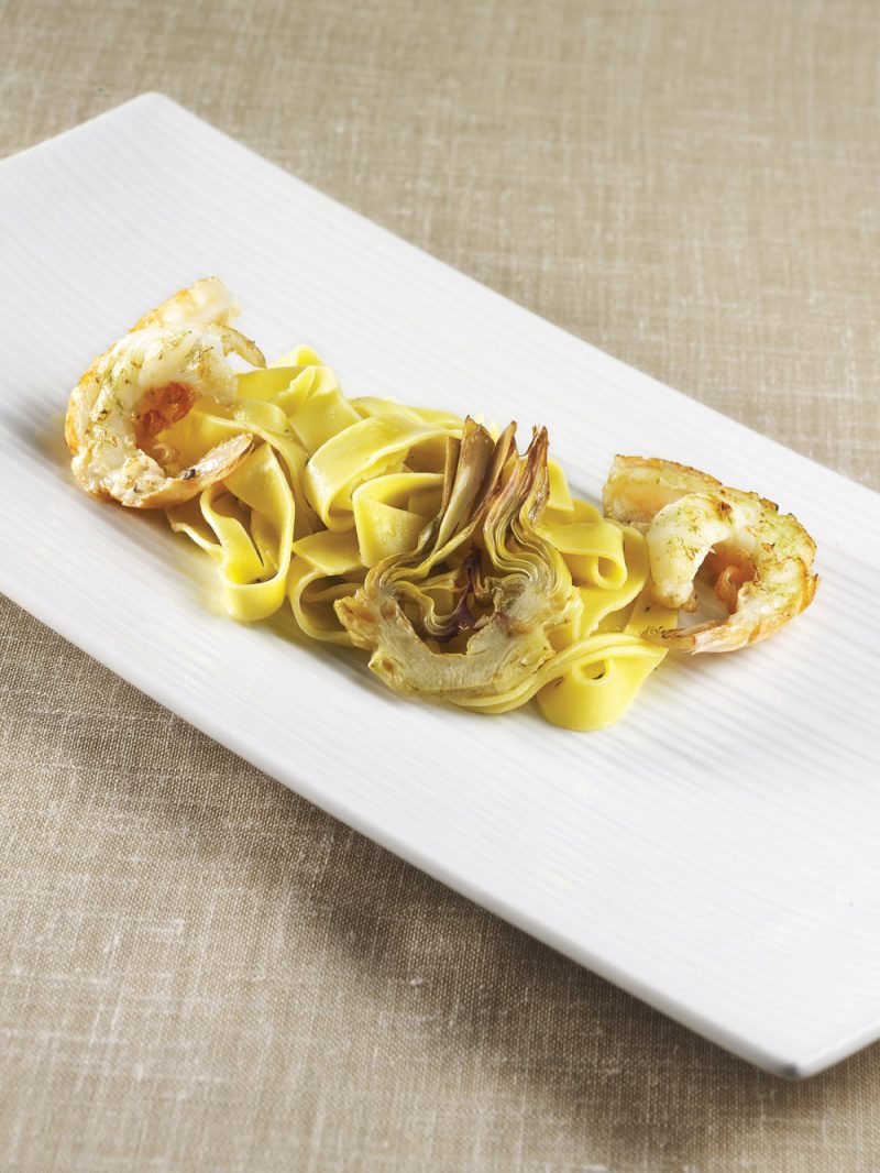 Tagliatelle ai carciofi e scampi