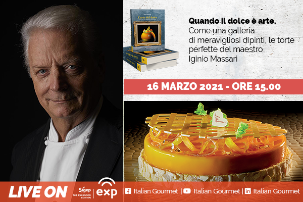 Il maestro Iginio Massari sul palco virturale di Sigep Exp 2021 con Italian Gourmet