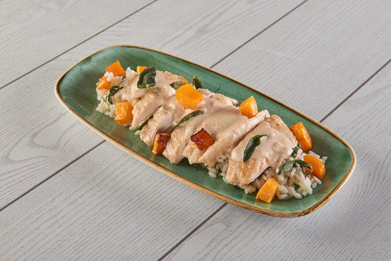 Le ricette leggere di IFFCO Italia in collaborazione con Roberto Carcangiu: ecco il pollo alla senape e zucca in crema light